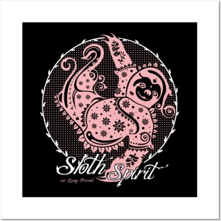 Sloth Spirit / pink_black [mr.Lenny Friends] Posters and Art